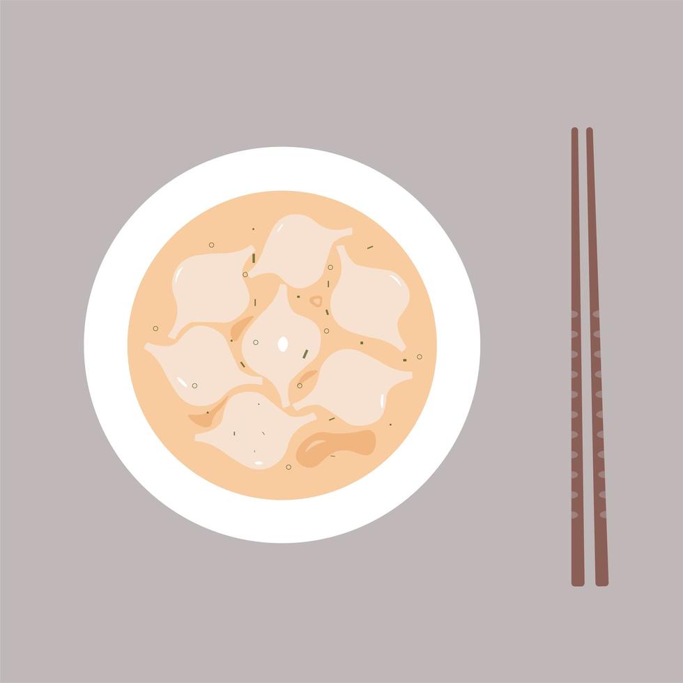 A bowl of dumpling soup vector