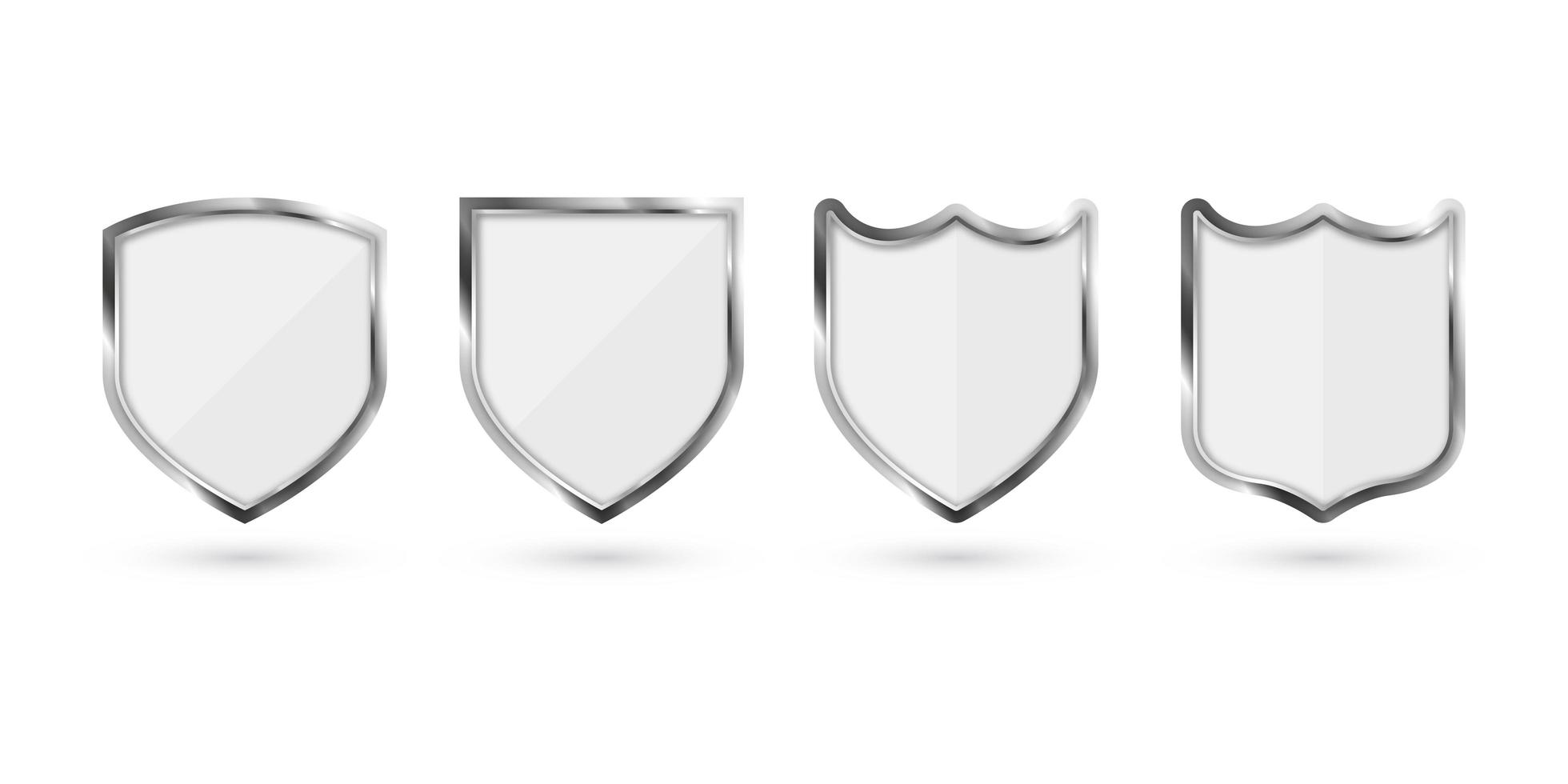 Set of metal shields isolated on white background. vector