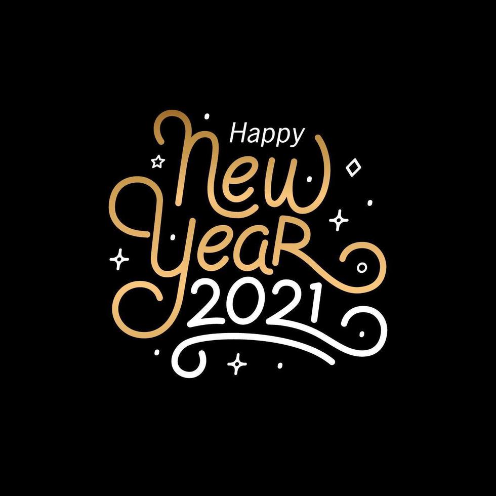 Happy New Year 2021 with lettering typography style for greeting card vector