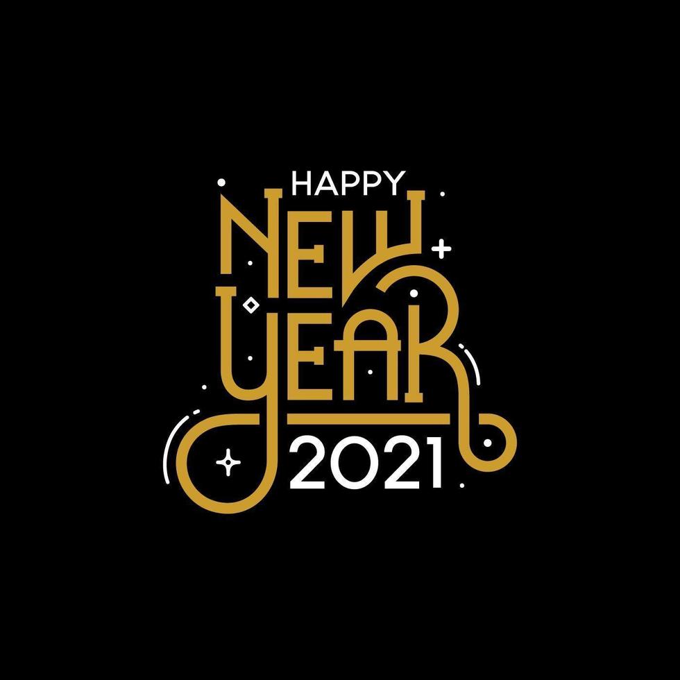 Happy New Year 2021 with lettering typography style for greeting card vector