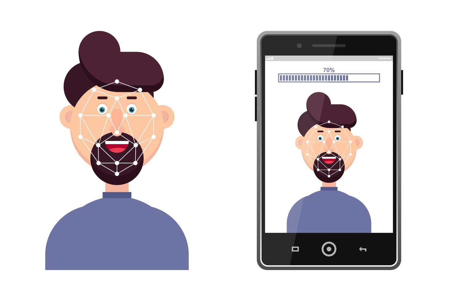 Facial ID recognition vector illustration