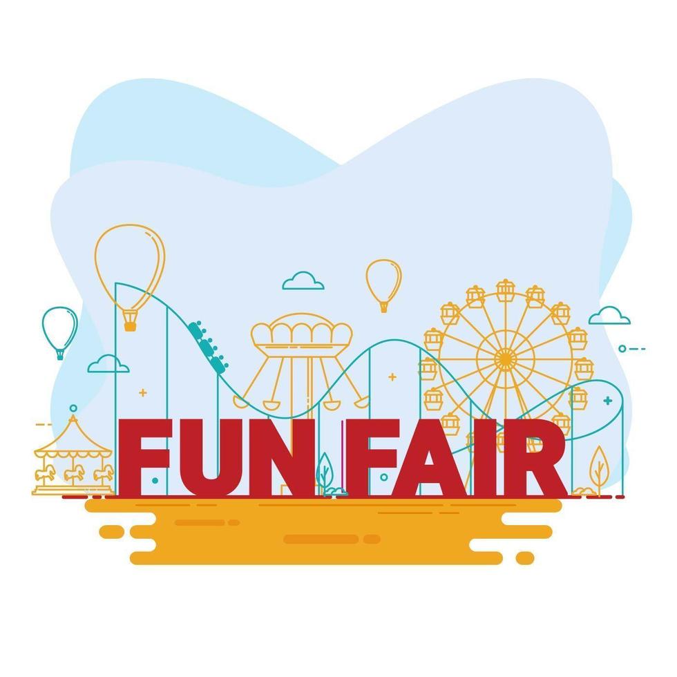 Carnival circus with tent, carousels, ticket fun fair amusement park vector