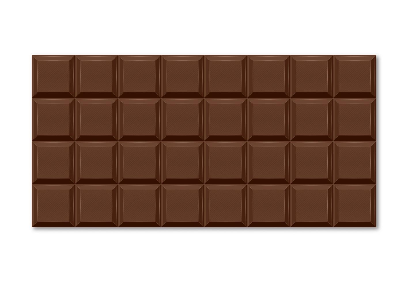 Realistic illustration of brown chocolate bar with rectangular slices. vector