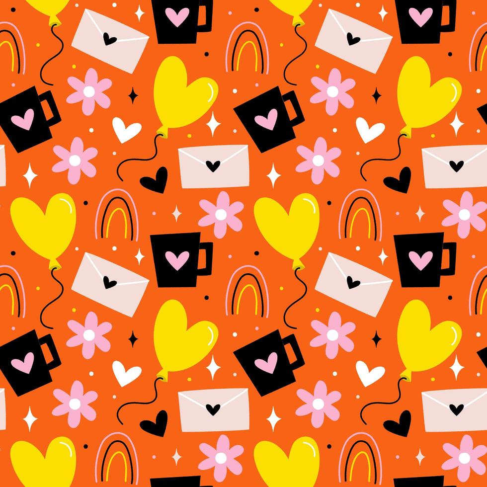 Hand drawn valentines day pattern vector