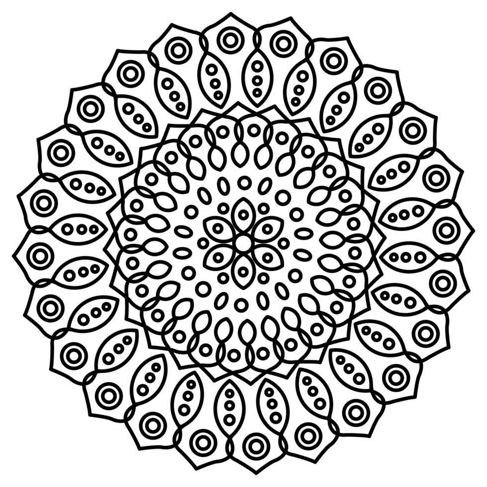 Mandala With Ornaments. Mandala for Coloring book page. vector