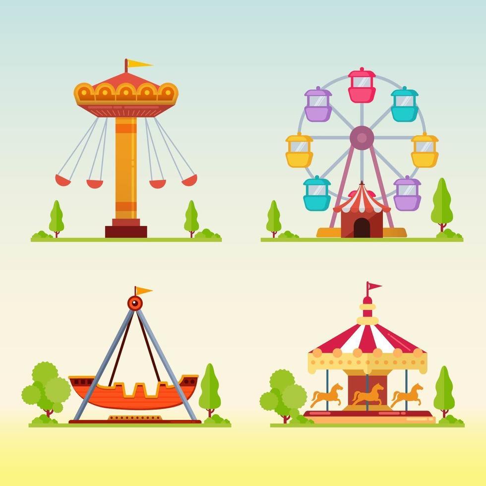 Carousels in carnival fun fair vector illustration