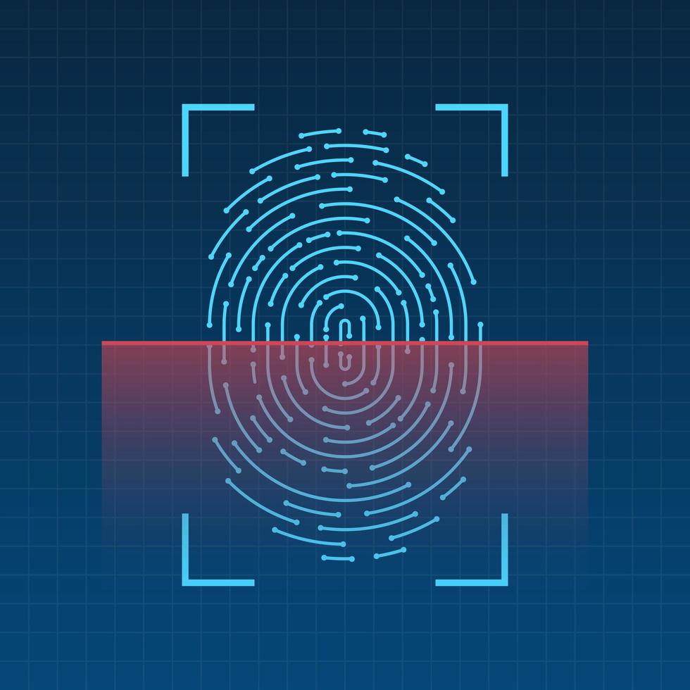 Scanning fingerprint on screen vector illustration