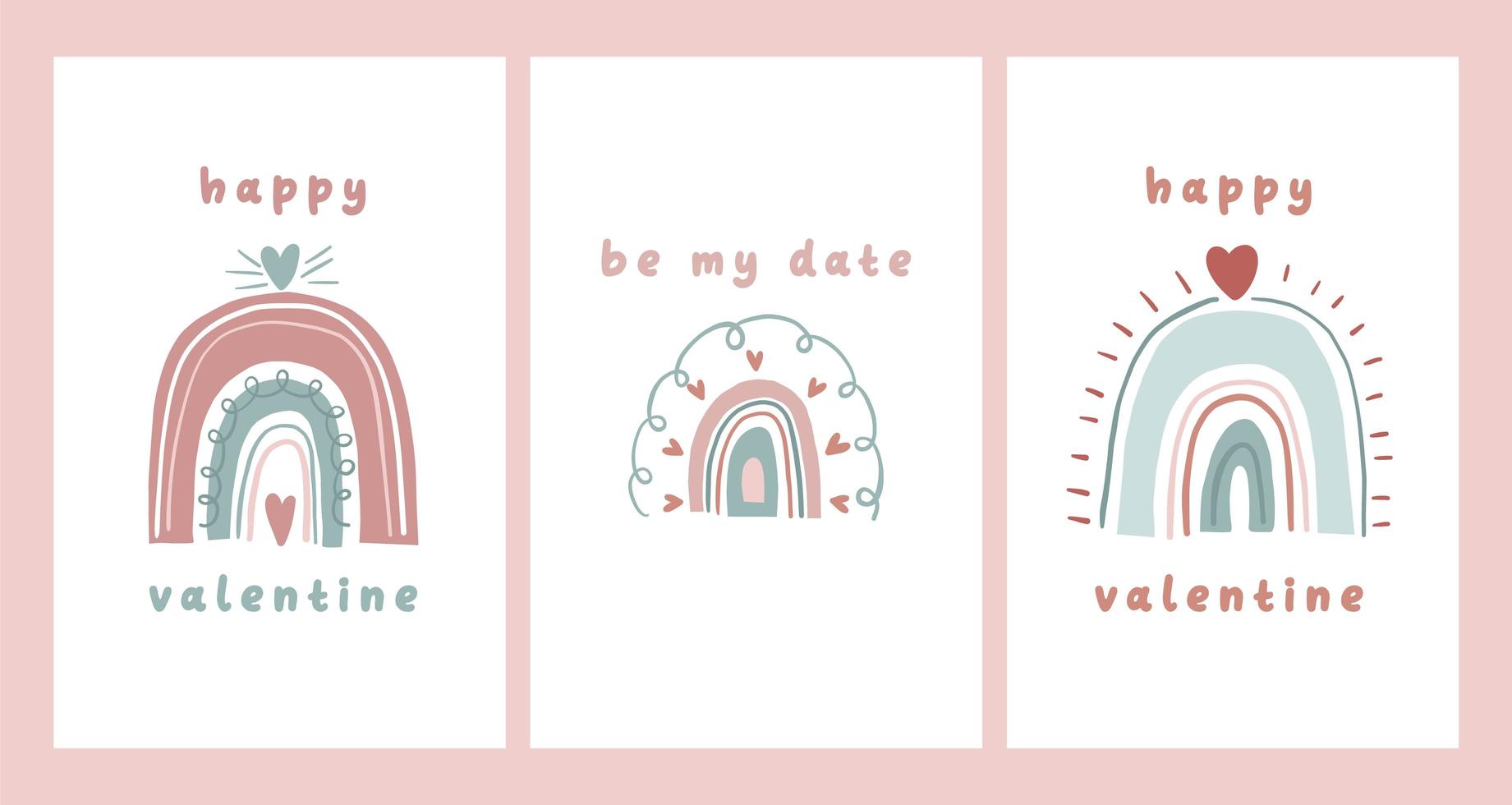 Valentines day card dedication note love letter cute Scandinavian cartoon design vector