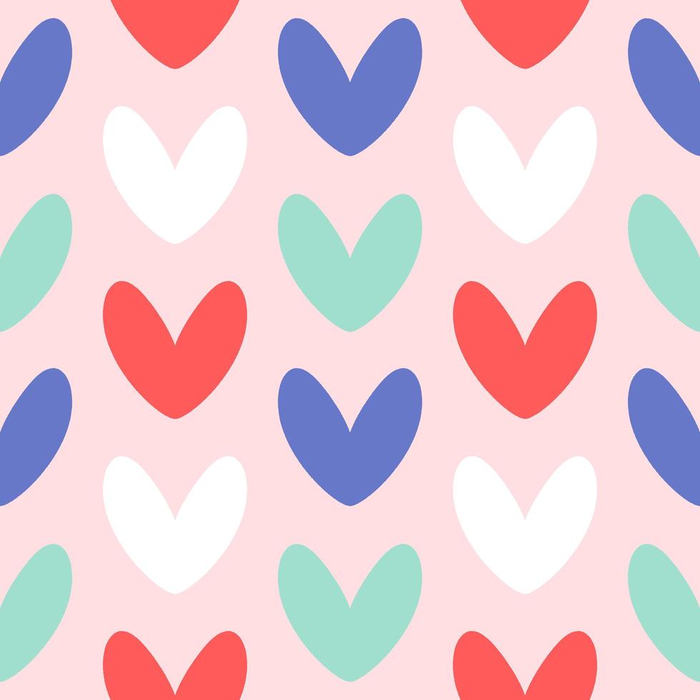 Hand drawn hearts seamless pattern vector