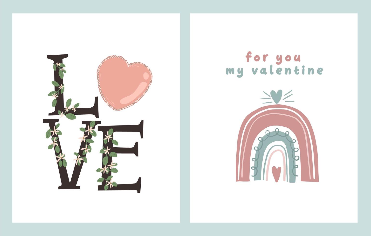 Valentines day card dedication note love letter cute Scandinavian cartoon design vector