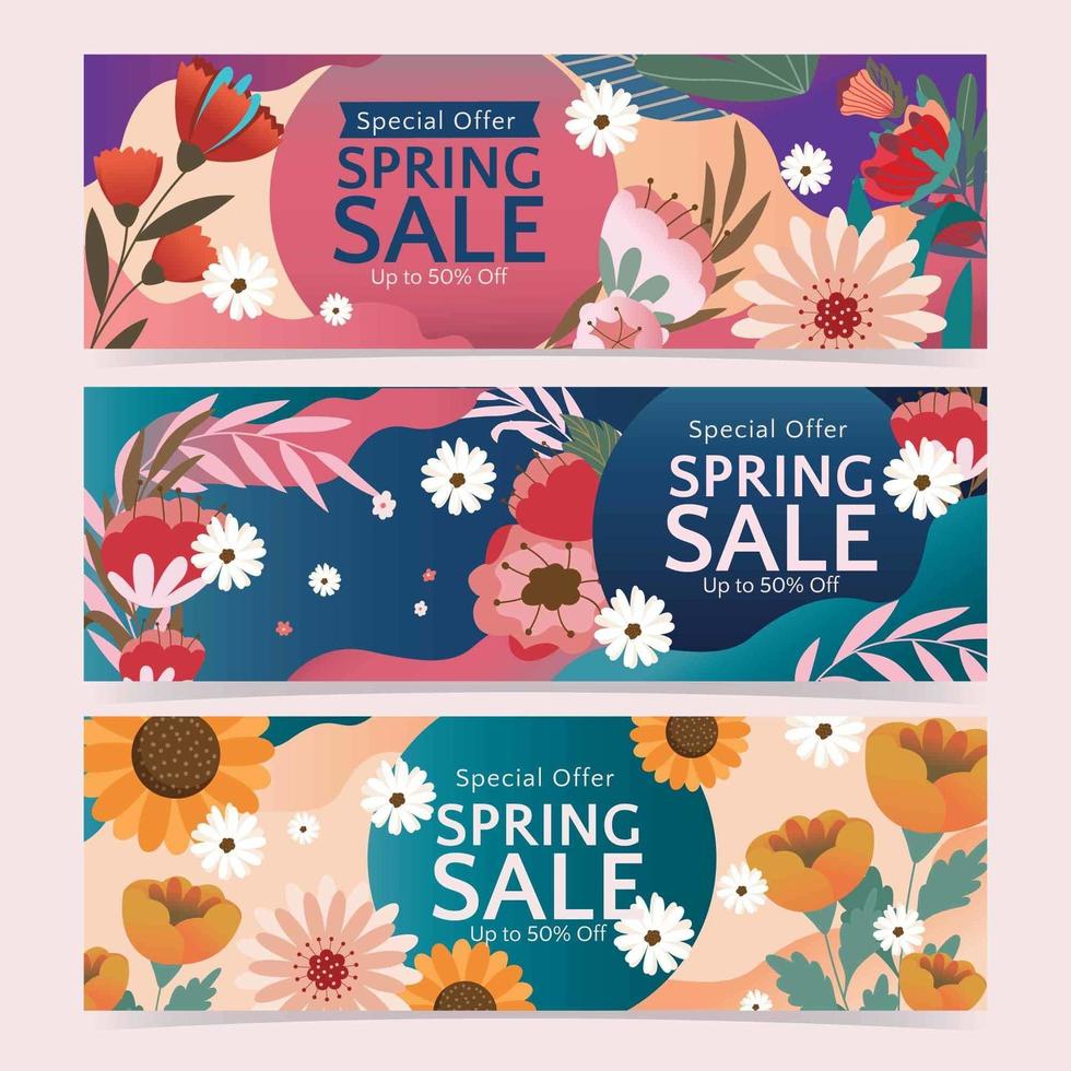 oferta venta de primavera con oranement floral vector