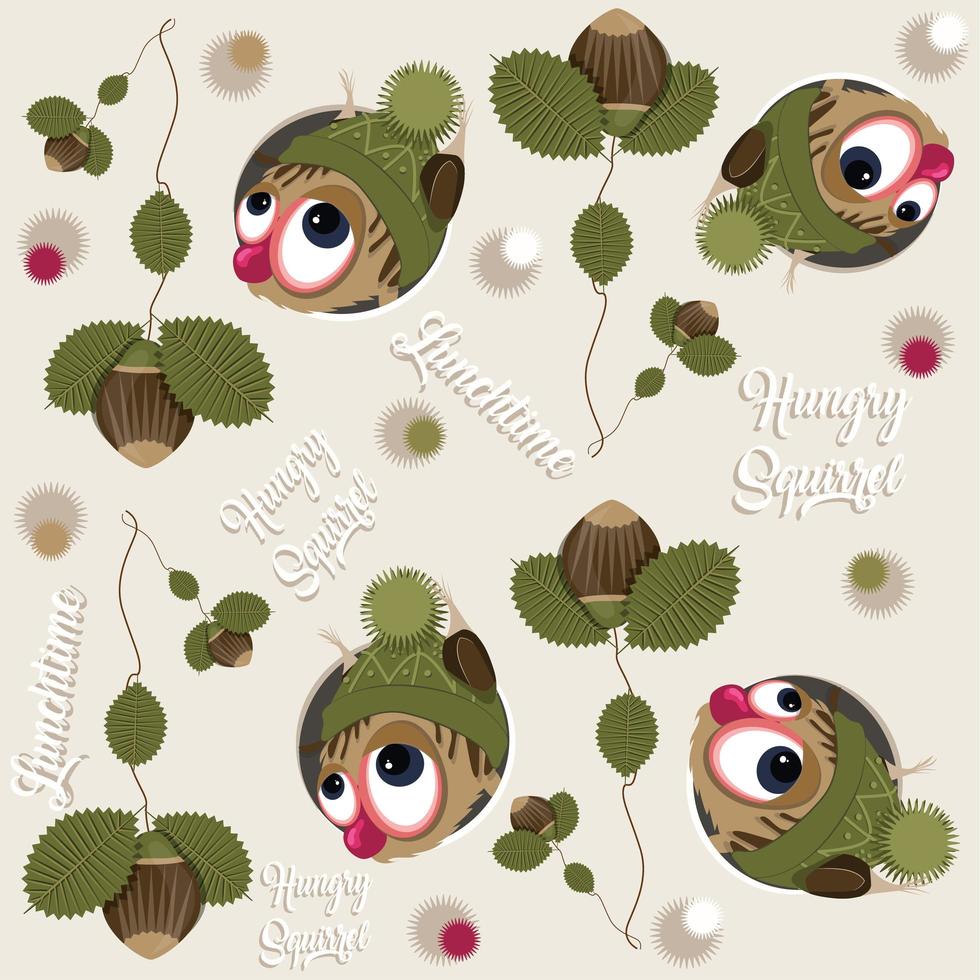 Hungry squirrel seamless pattern vector