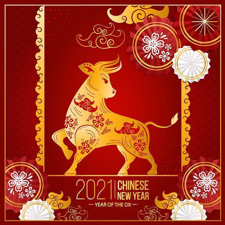 Golden Ox 2021 Chinese New Year vector