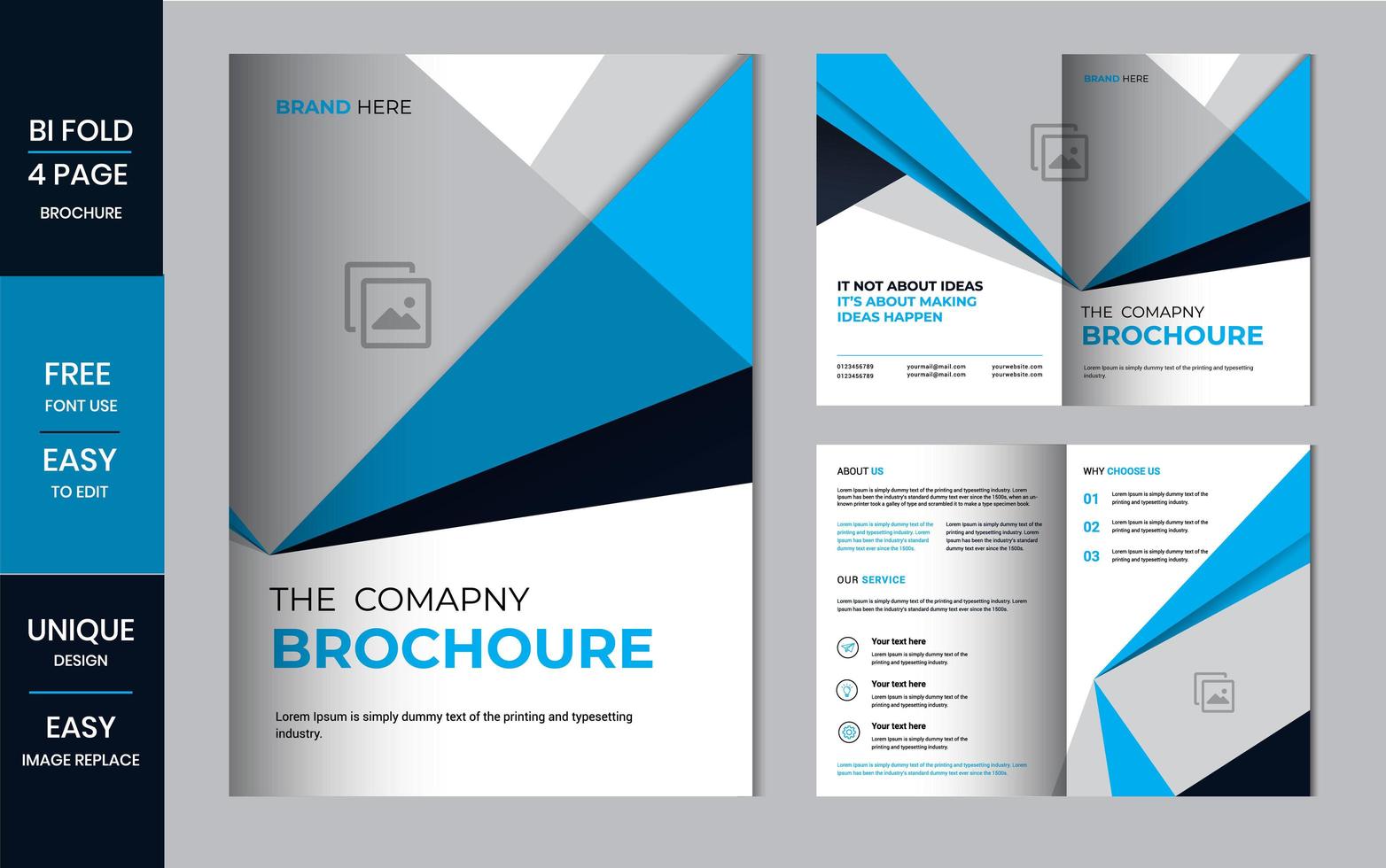 Bifold Brochure business folded flyer design template layout. vector