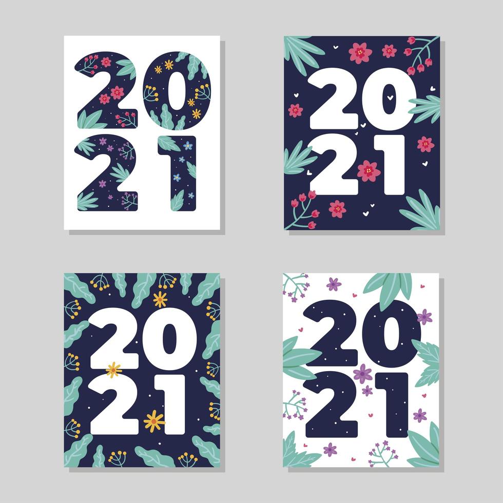 2021 Floral Cards Vector