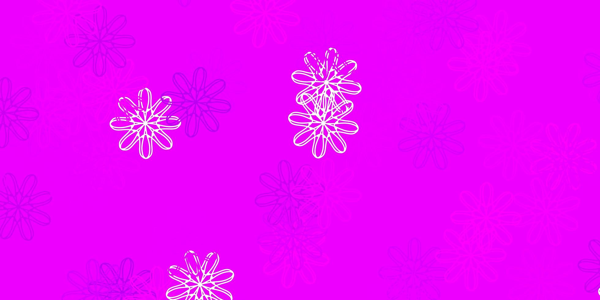 plantilla de doodle de vector rosa claro con flores.