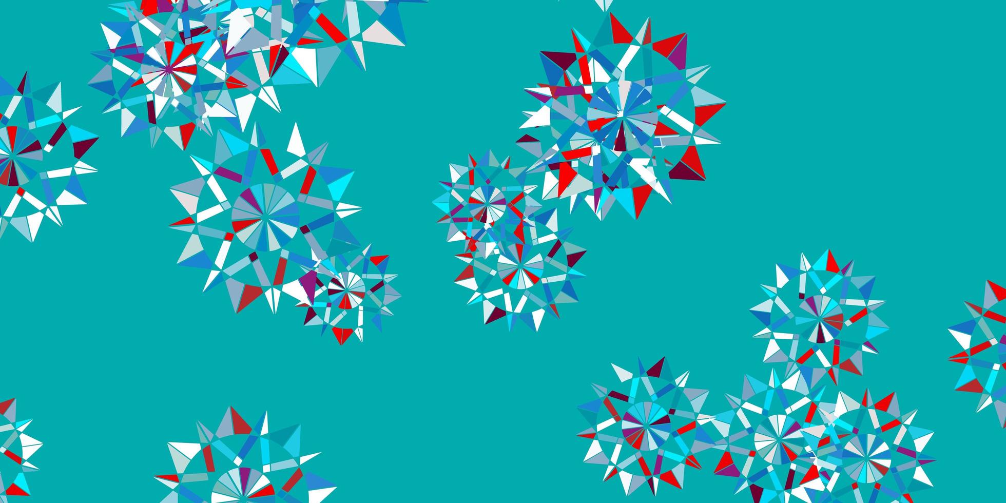 Light blue, red vector background with christmas snowflakes.