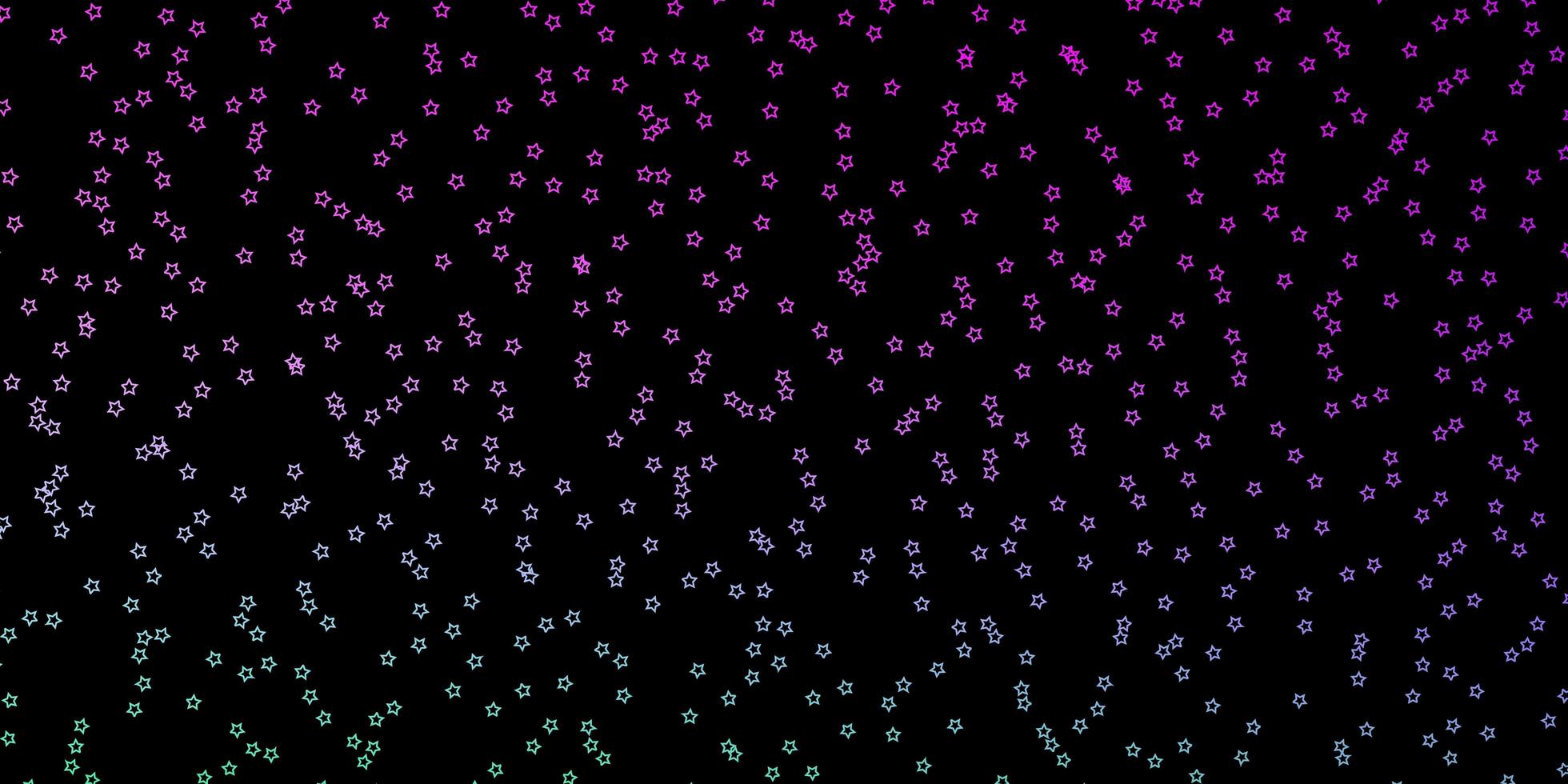 Fondo de vector de color rosa oscuro, verde con estrellas pequeñas y grandes.