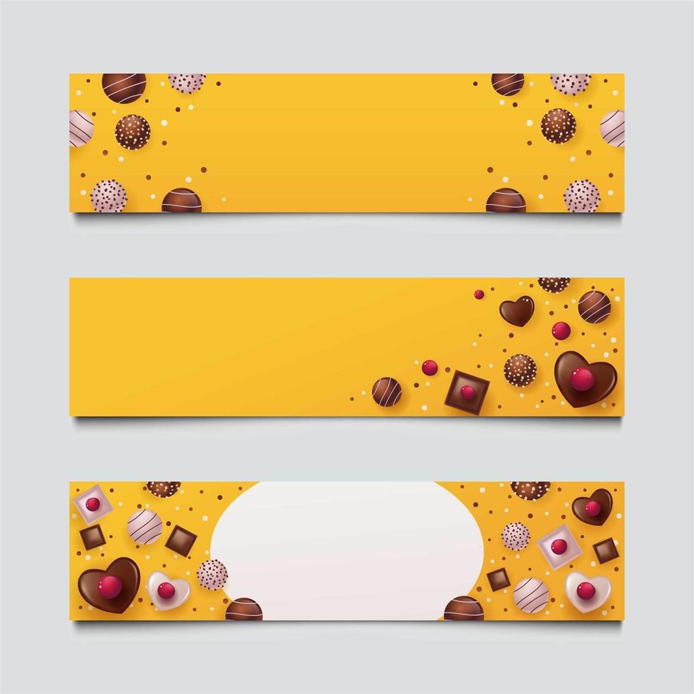 conjunto de pancartas de chocolate de san valentín vector