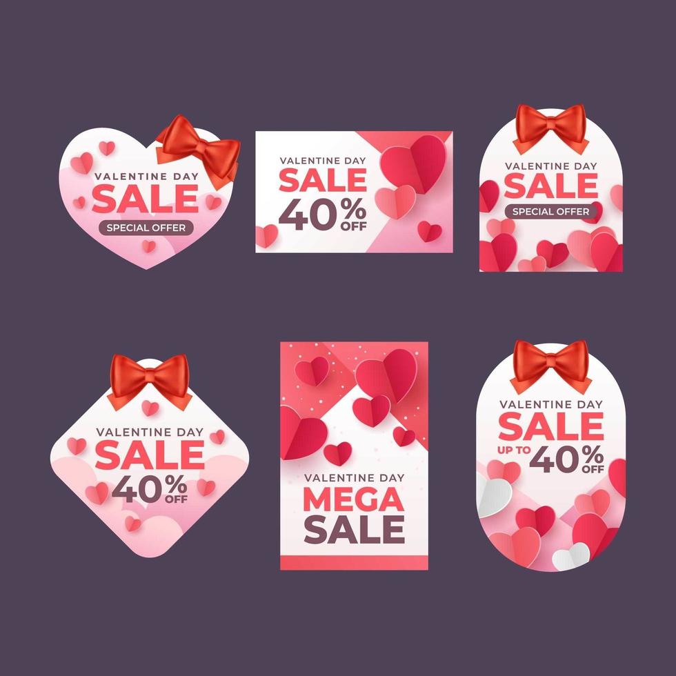 conjunto de etiqueta de venta de san valentín vector