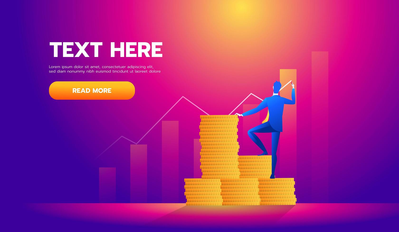 Business finance concept, investor writes a graph - vector illustration.