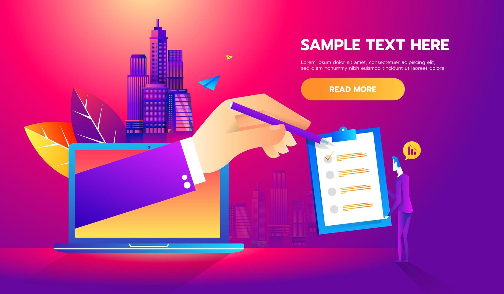 Business man partnership beginning. Partners online signing contract agreement closing deal. Modern flat style thin line vector illustration.