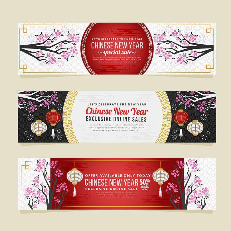 Chinese New Year Sale Banners vector
