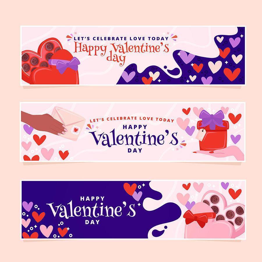 Playful Valentine's Day Banners vector