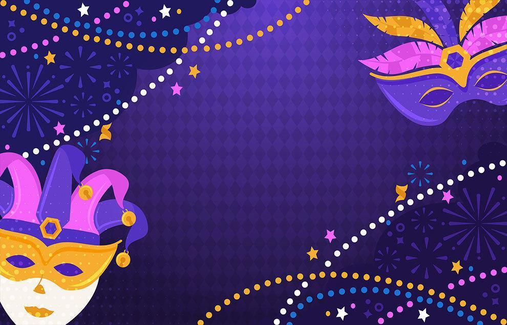 Mardi Gras Background with Carnival Masks vector