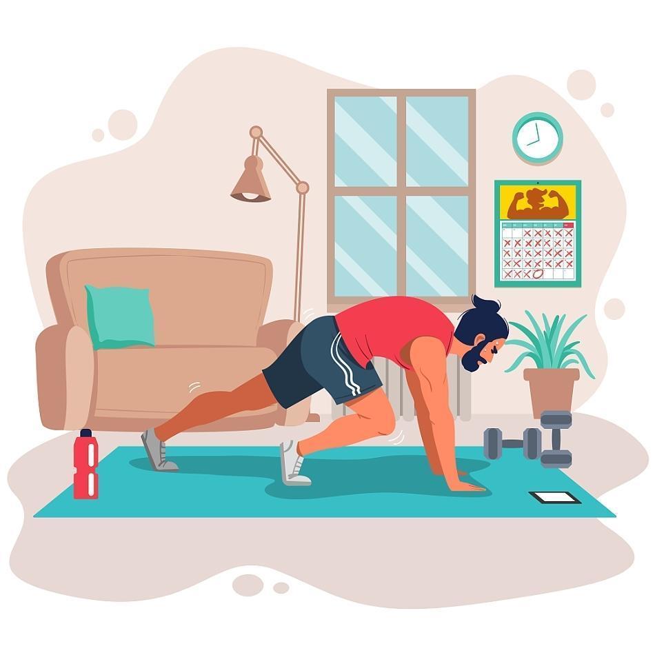 New Year Resolution Healthy Lifestyle With Home Workout vector