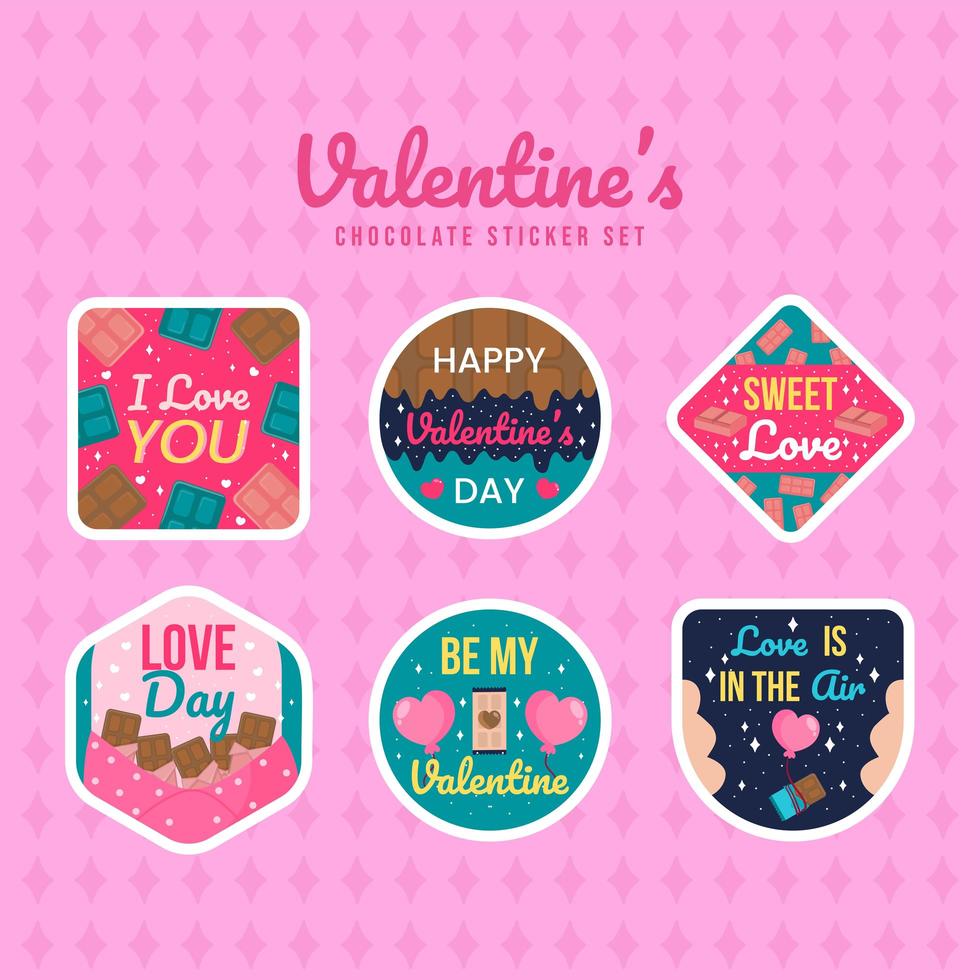 Valentine's Chocolate with Text Sticker Set vector