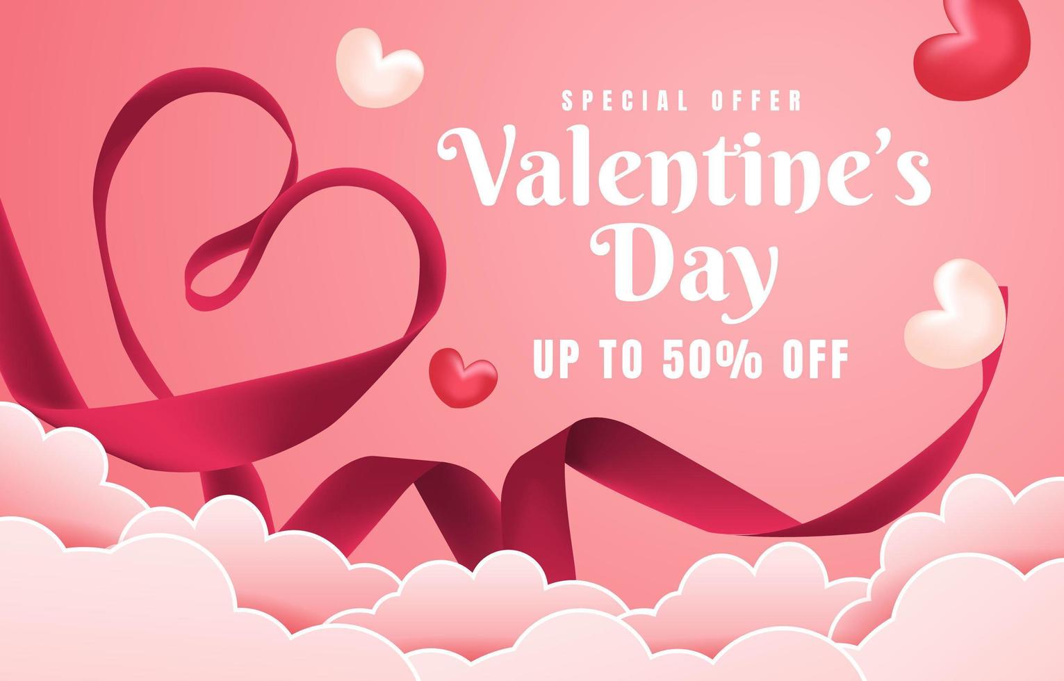 Heart Shaped Pink Fabric on a Cloud Background vector