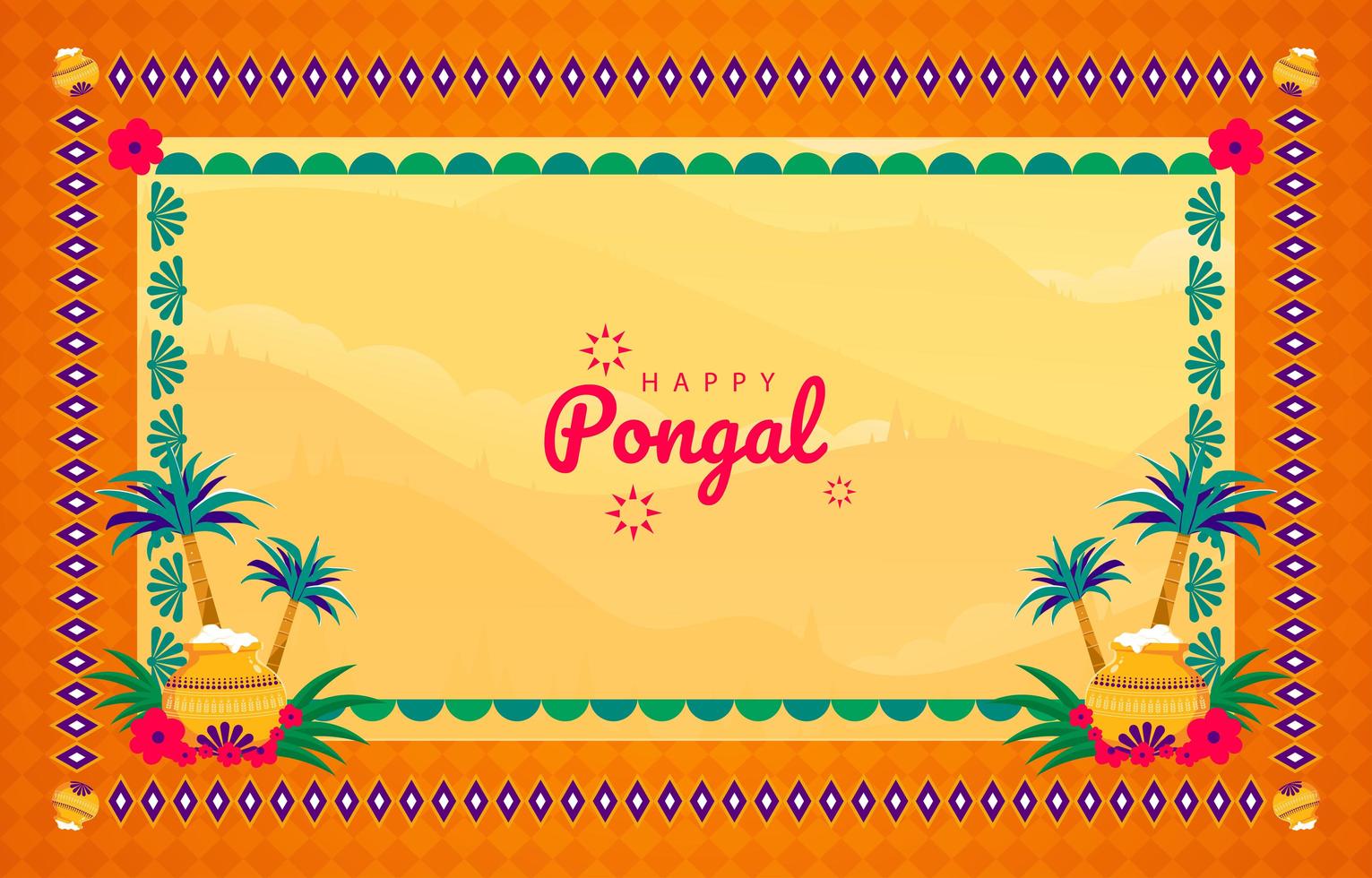 concepto de fondo de marco pongal feliz vector