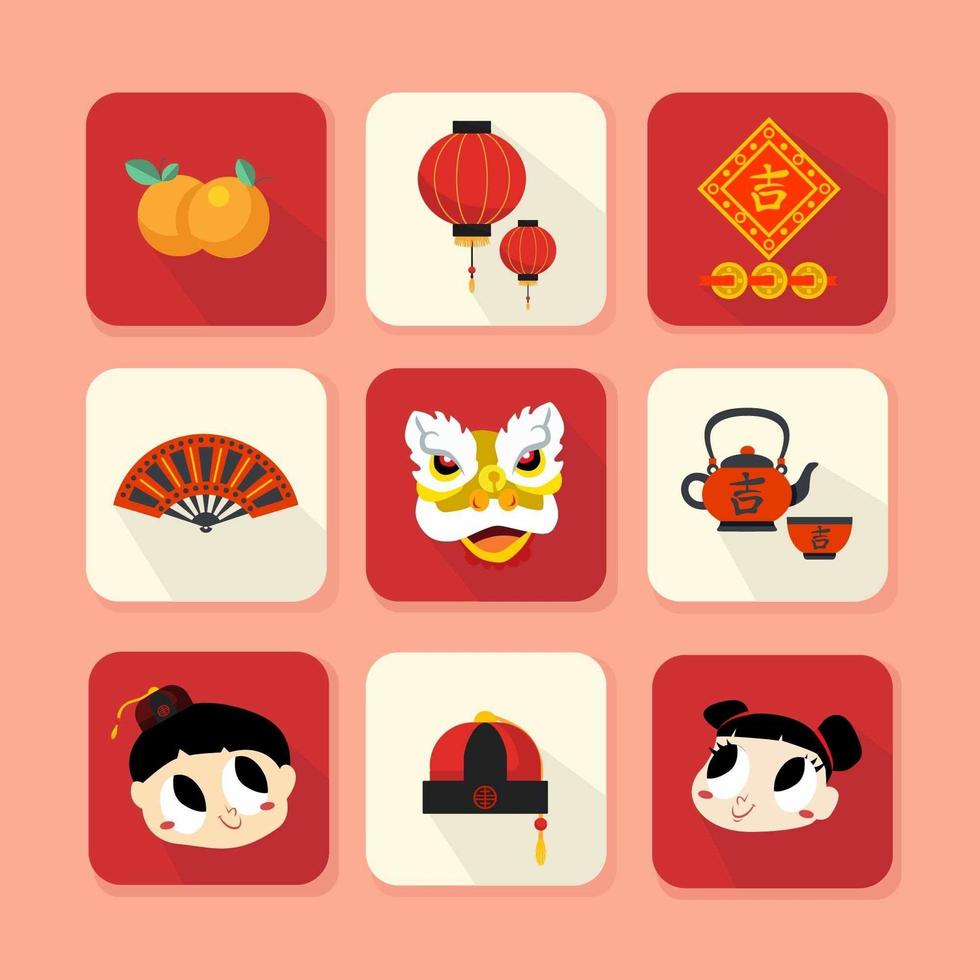 Chinese New Year Stuff Icon Set vector