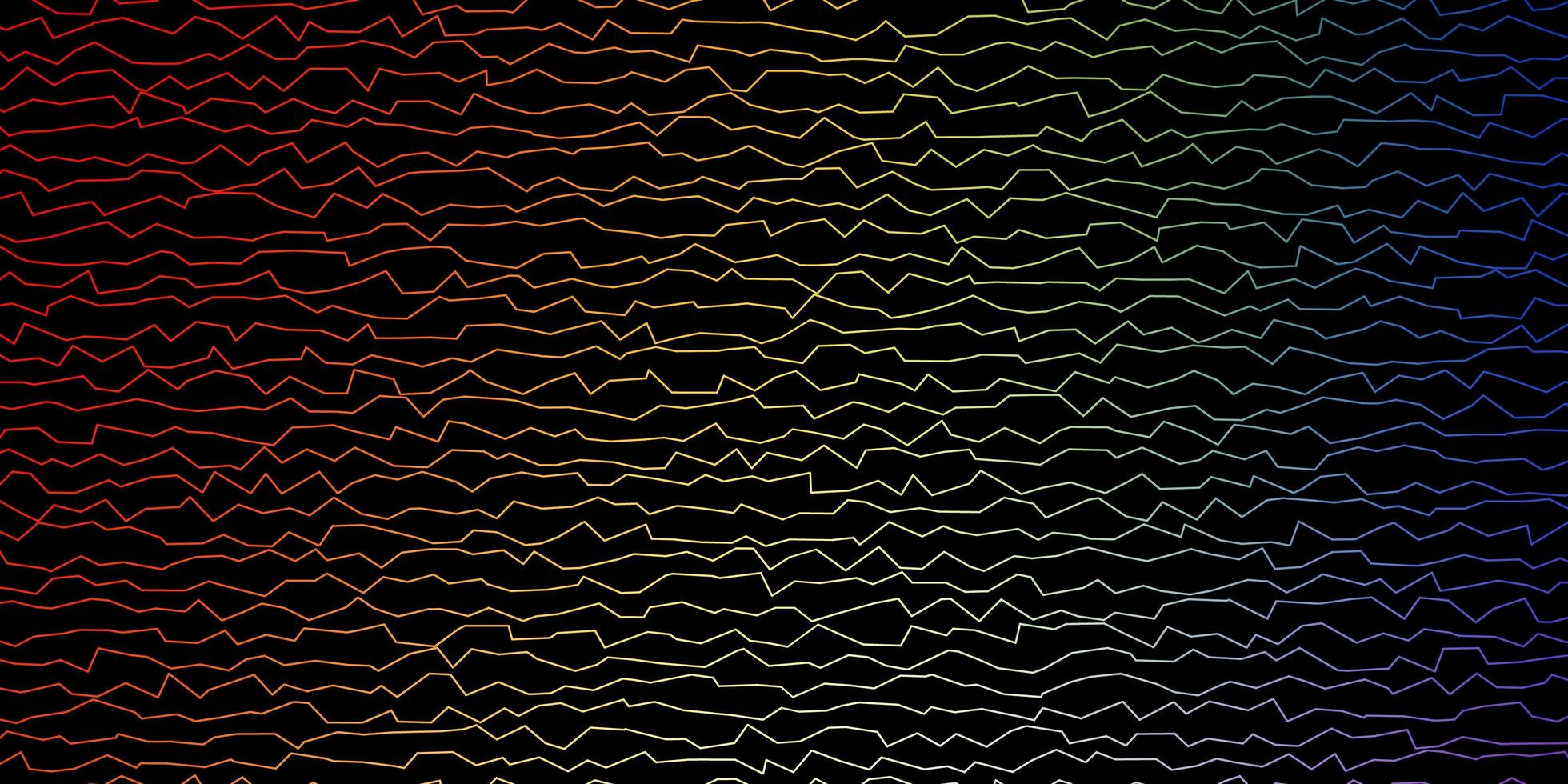 Fondo de vector multicolor oscuro con líneas curvas.