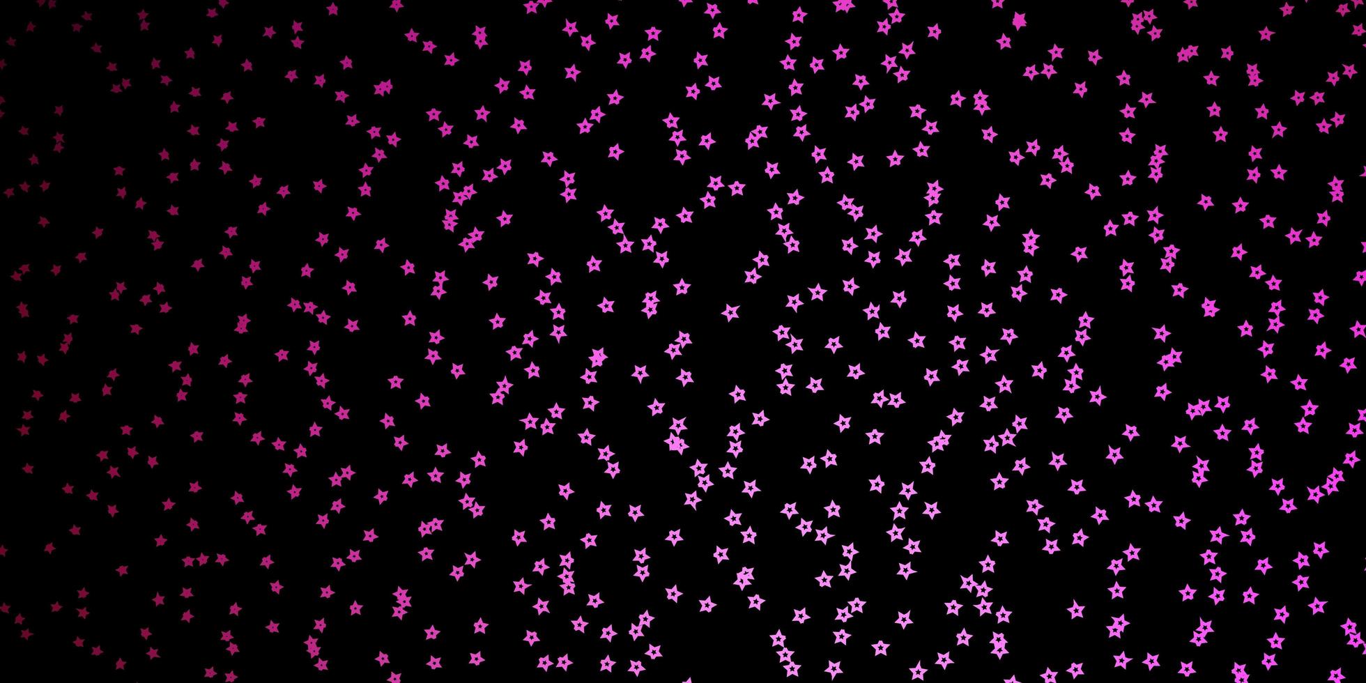 Fondo de vector rosa oscuro con estrellas pequeñas y grandes.