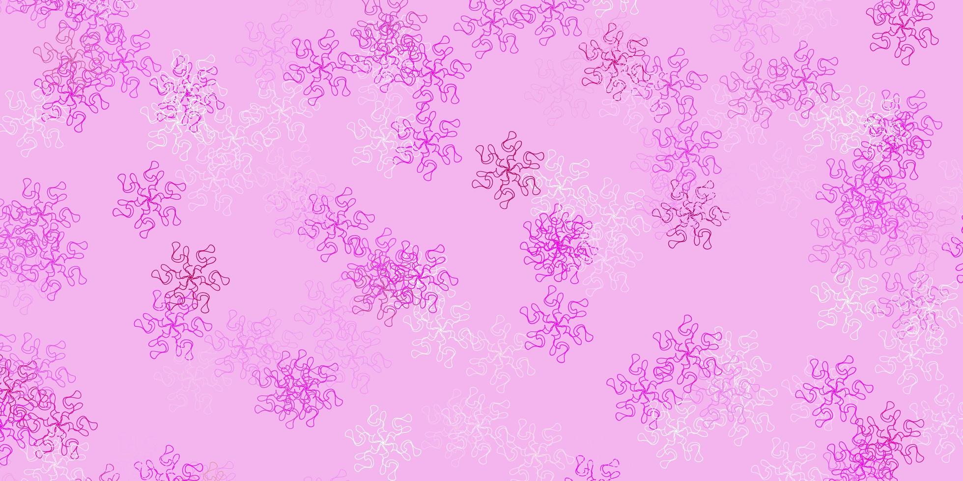 plantilla de doodle de vector rosa claro con flores.