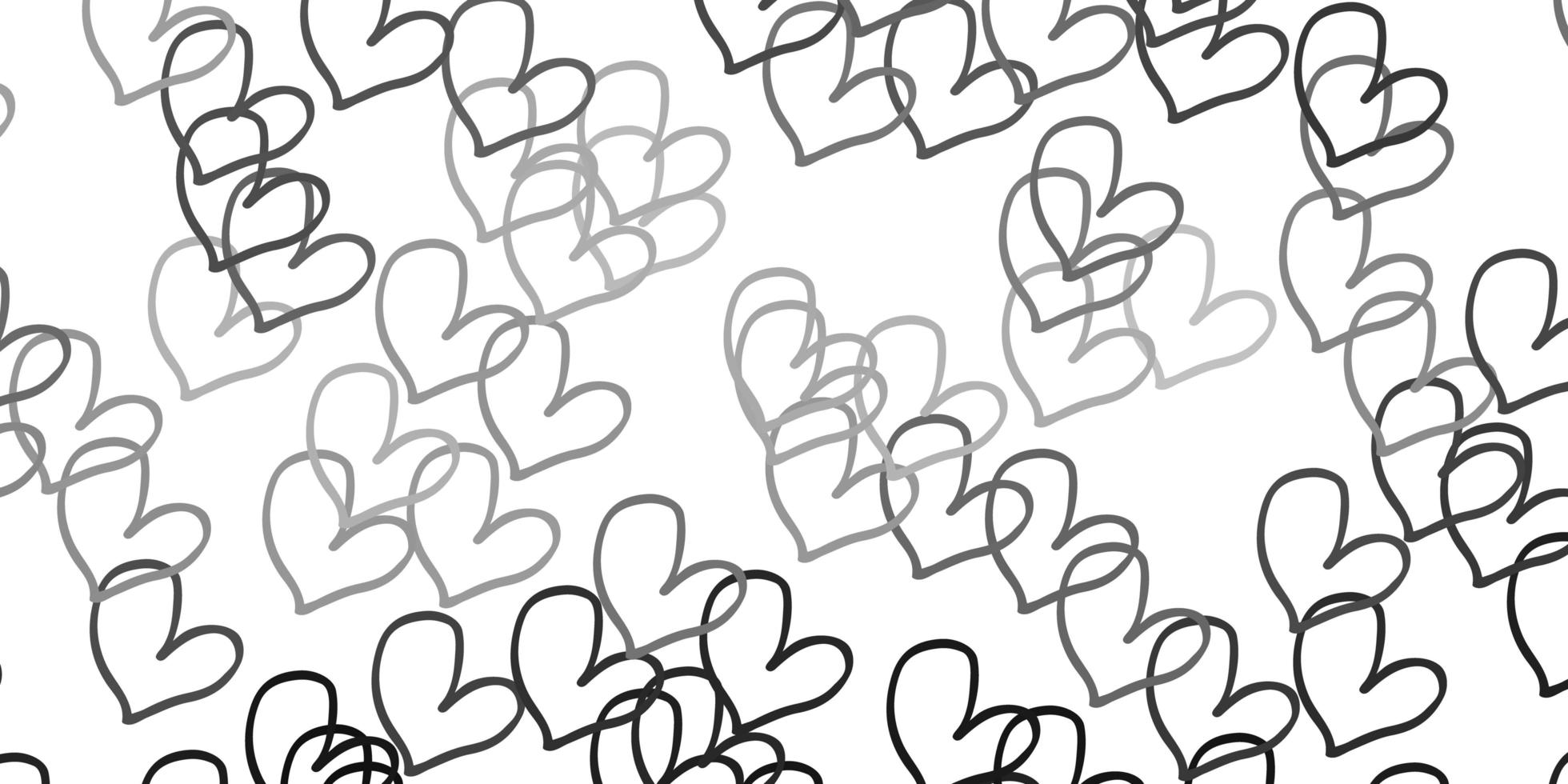 Fondo de vector gris claro con corazones.