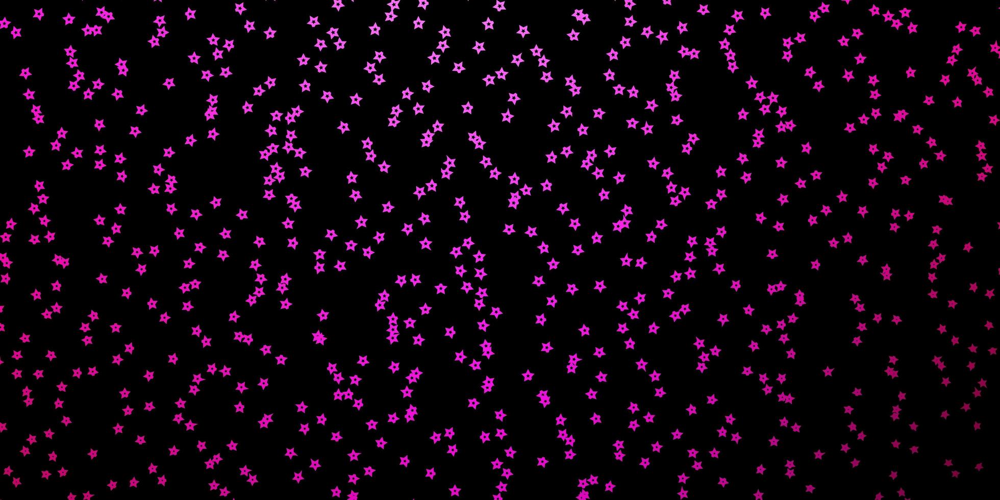 Dark Pink vector background with small and big stars.