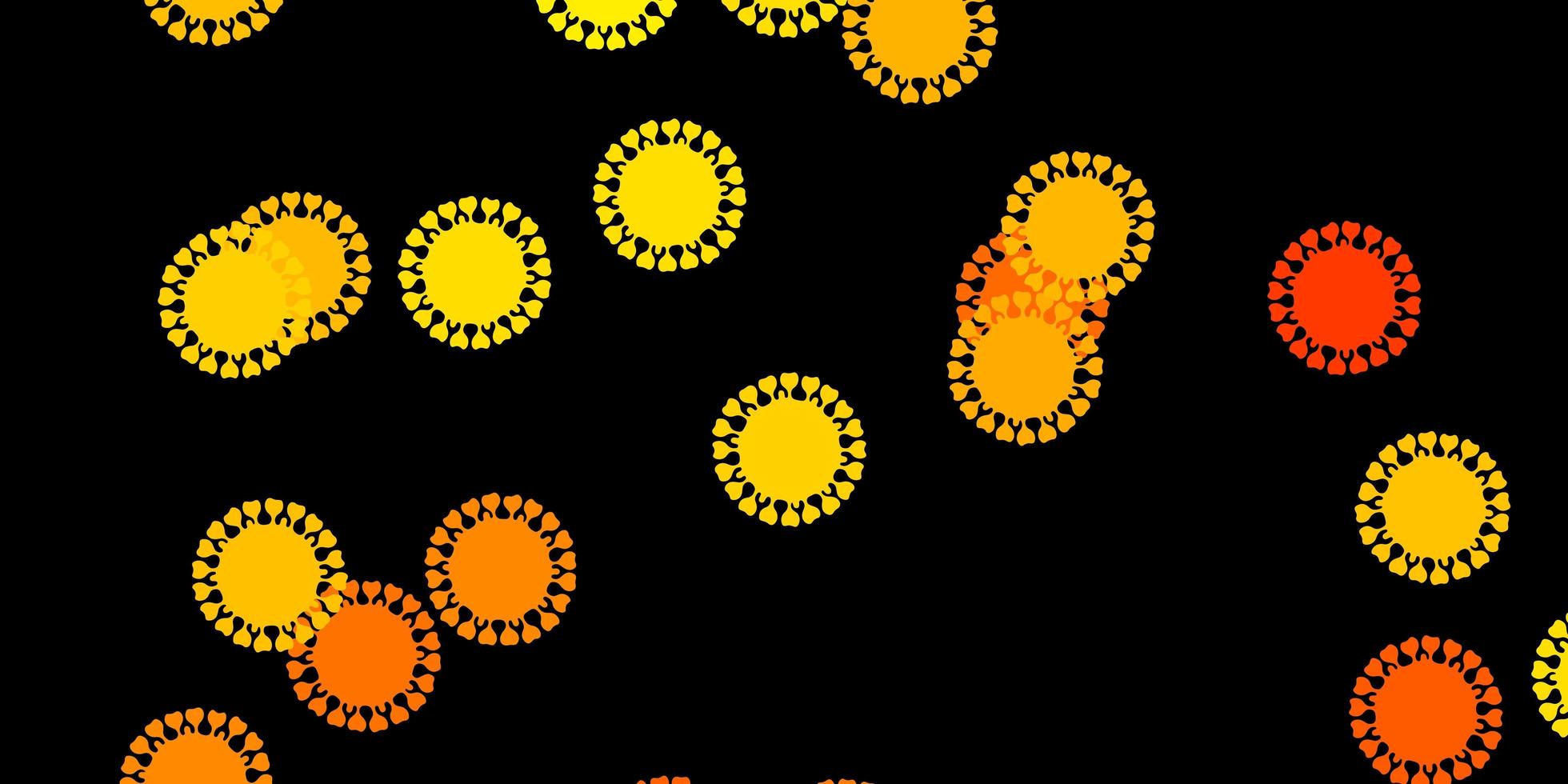 Dark yellow vector texture with disease symbols.