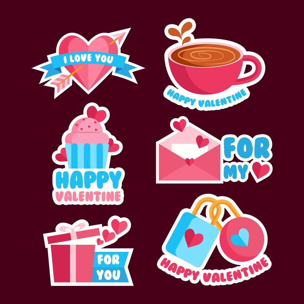 Valentine Sticker Set vector