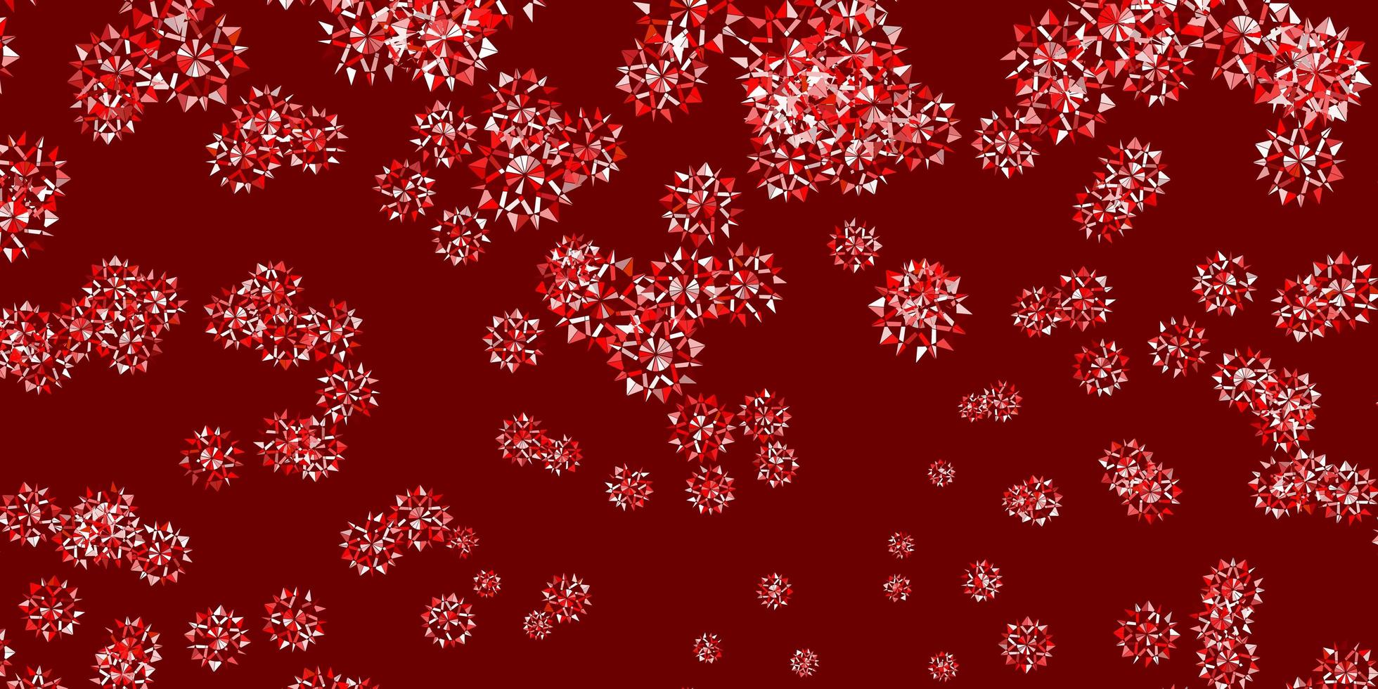 plantilla de vector rojo claro con copos de nieve de hielo.