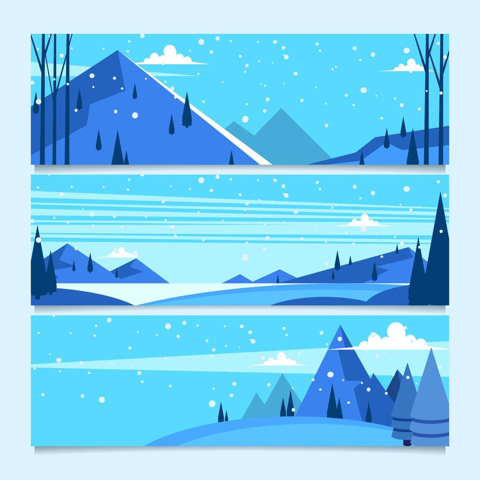 Blue Lush Mountain Littered with Snowflakes vector