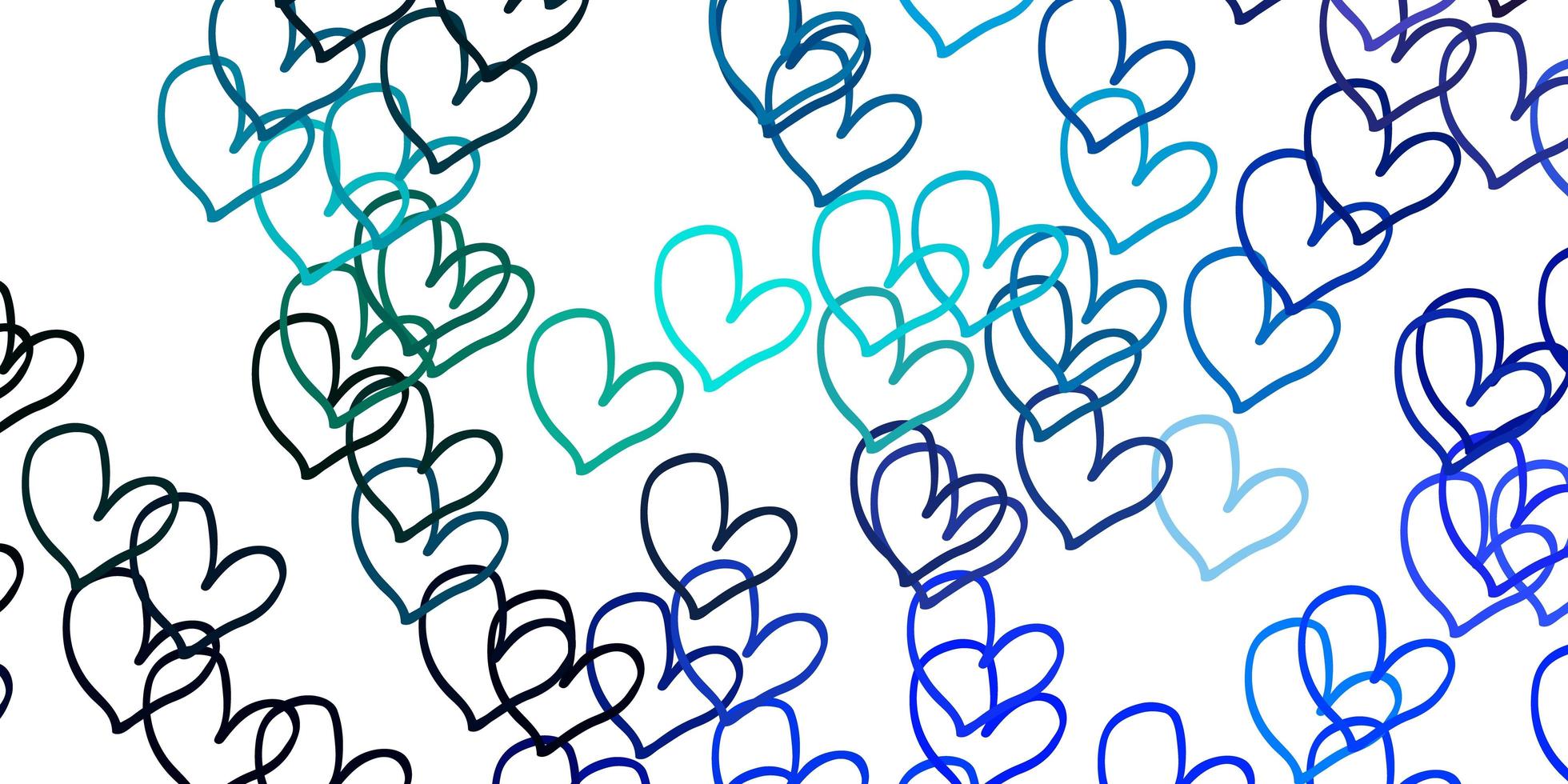 Light BLUE vector background with hearts.