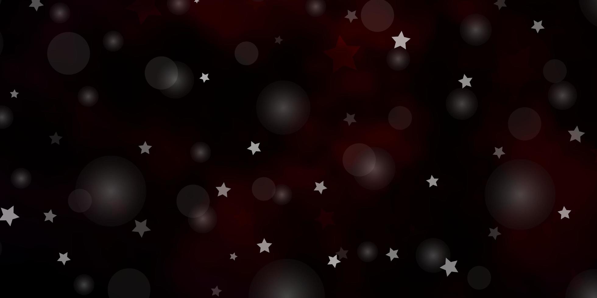 Dark Red vector background with circles, stars.