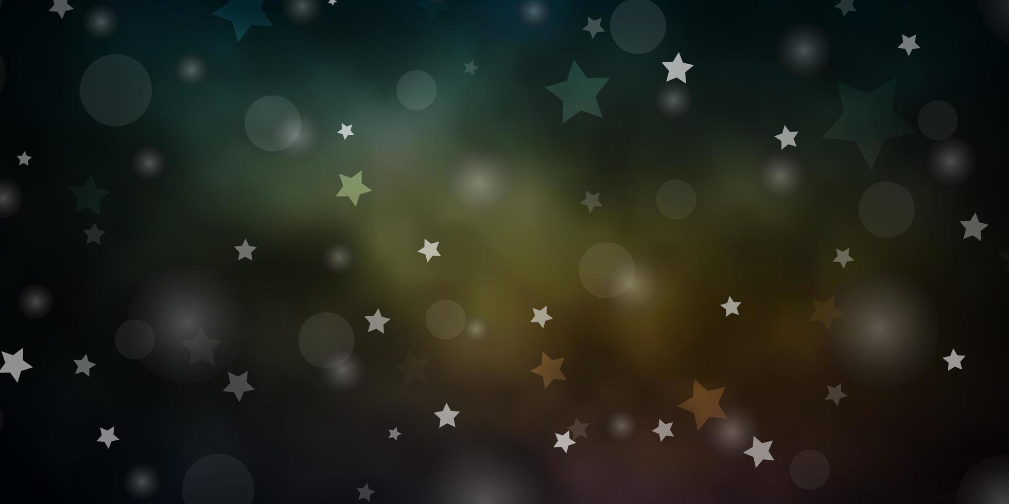 Dark Blue, Yellow vector pattern with circles, stars.