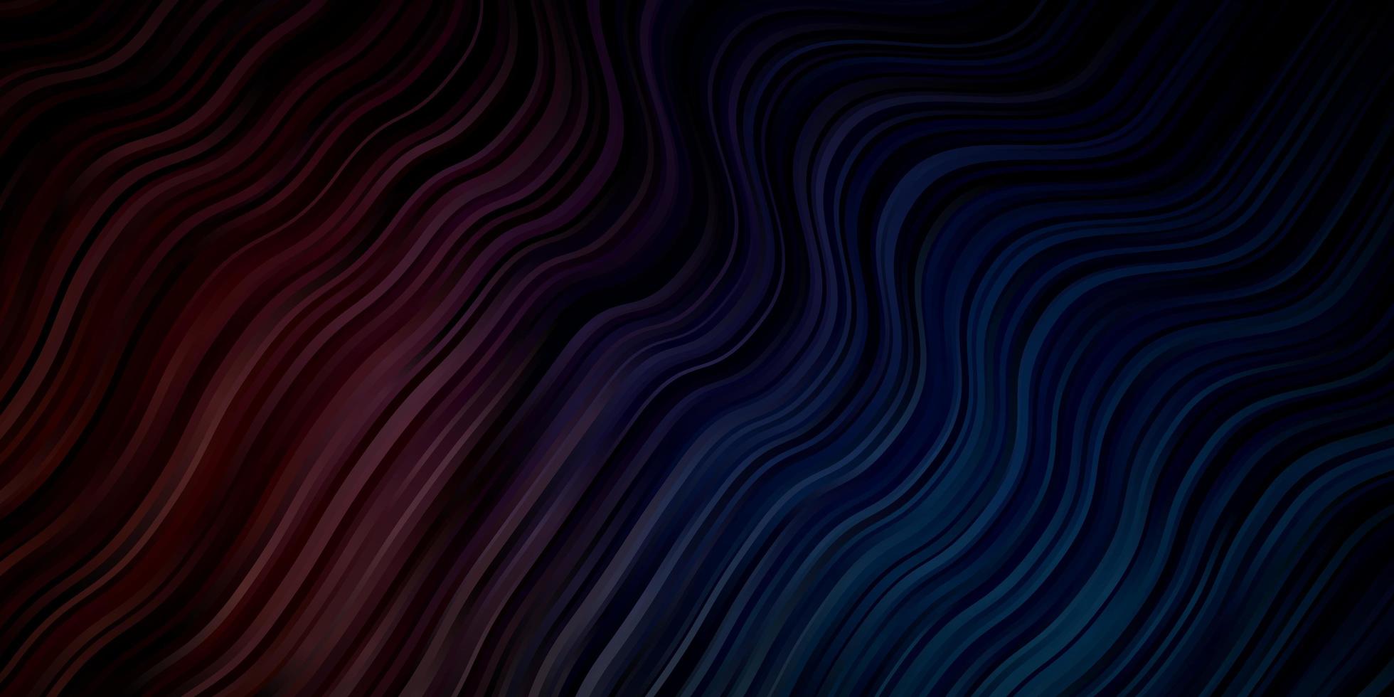 Dark Blue, Red vector background with curves.