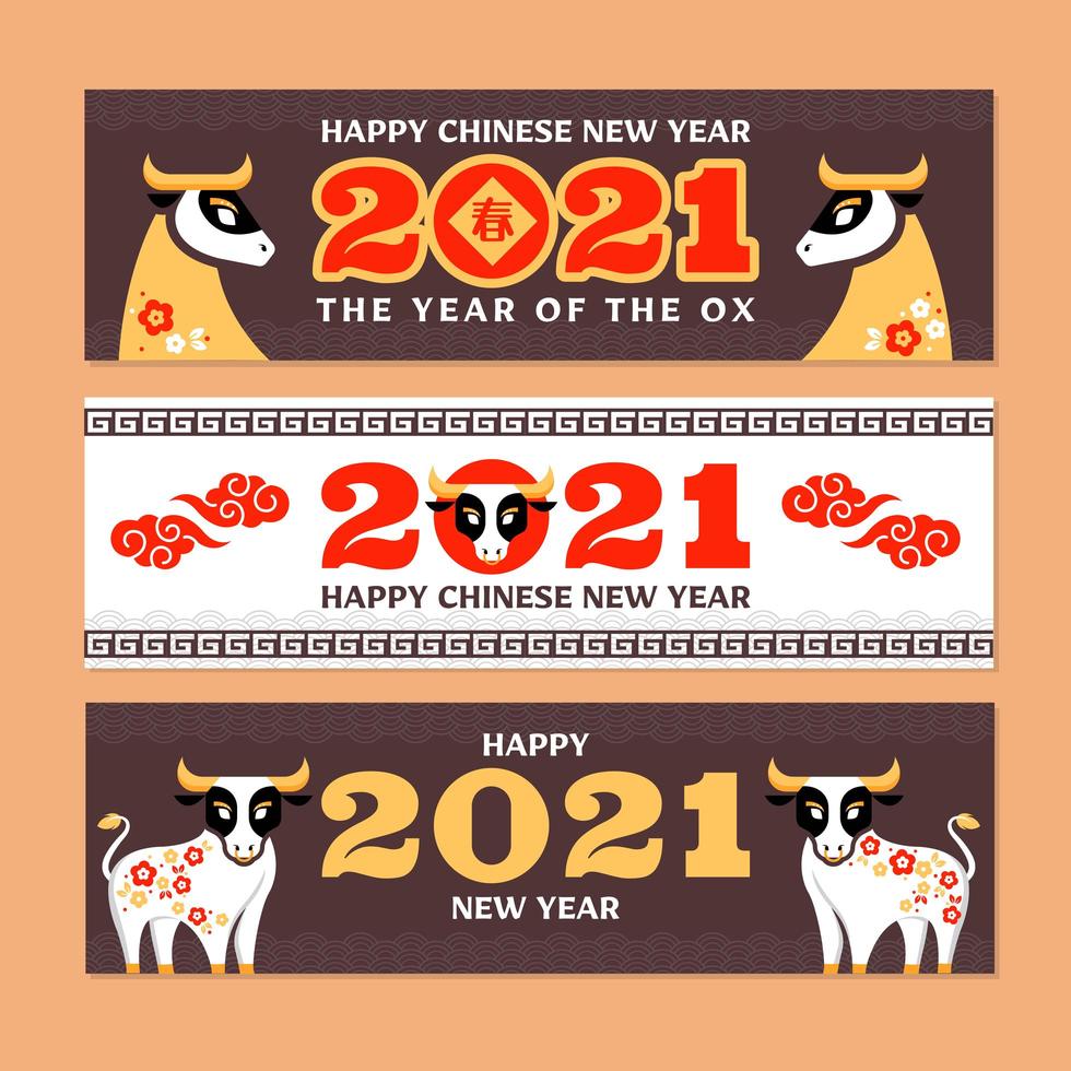 White and Gold Ox for Chinese New Year vector