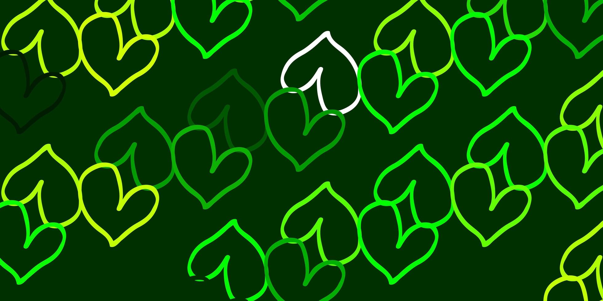 Light Green, Yellow vector background with hearts.
