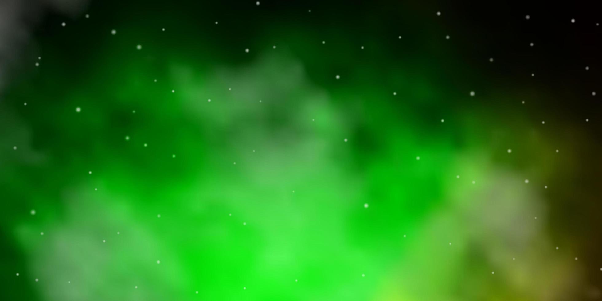 Dark Green vector background with colorful stars.